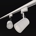 Modern White Track Mounted Downlights and Spotlights with Sleek Adjustable Design 3d model