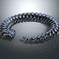 Elegant Silver Snake Design Bracelet With Scaled Links And Gemstone Head 3d model
