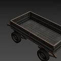 Vintage Wooden Trailer With Open Cargo Bed And Metal Wheels Structure