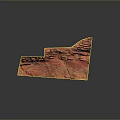 Detailed Red Terrain Model With Mountain Ranges And Road Textures