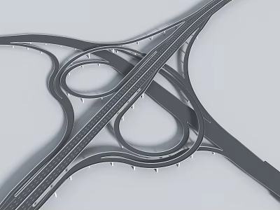 Modern Complex Multi Level Highway Interchange Structure With Ramps And Overpasses 3d model
