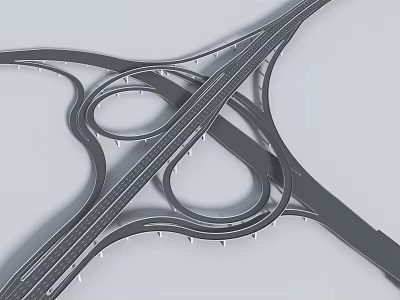 modern interchange three-dimensional traffic overpass viaduct traffic hub 3d model