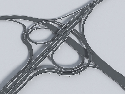 modern interchange three-dimensional traffic overpass viaduct traffic hub 3d model