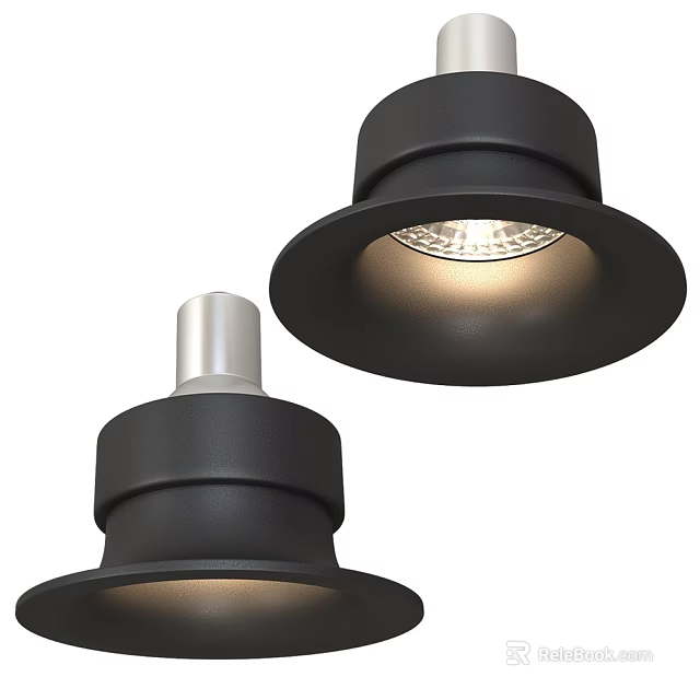 Sleek Modern Black Downlights And Spotlights With LED Ceiling Lighting Design 3d model 