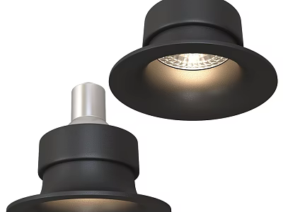 Sleek Modern Black Downlights And Spotlights With LED Ceiling Lighting Design 3d model