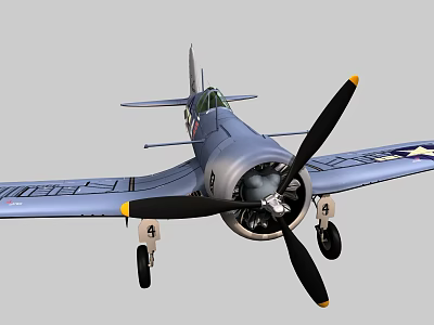 Vintage Passenger Airplane With Propeller Gray Body Landing Gear Down And Star Emblem On Wings 3d model