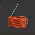 Red Retro Radio With Antenna Grille And Control Knobs Design