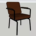 Brown Leather Single Chair With Black Metal Frame And Armrests Modern Design