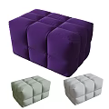 Cushioned Square Sofa Stool With Purple Light Green Light Gray Color Options