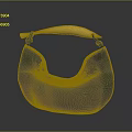 Green Leather Handbag With Gold Curved Handle And Crocodile Texture