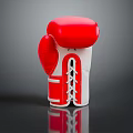 Red and White Boxing Glove with Classic Stitching and Comfortable Padding Design
