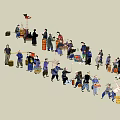 Many People in Traditional Clothing Carrying Baskets and Trading Goods