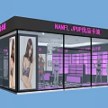 Clothing Store Interior Design With Window Display Mannequins Fitting Room Purple Accents Tables Chairs
