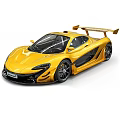 Yellow McLaren Sports Car Front Rear View With Aerodynamic Design And Rear Wing