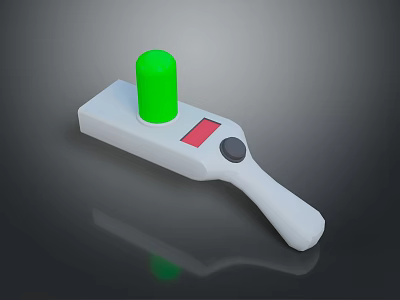 Handheld Computer Peripheral With White Body Green Top Red Display Screen And Black Button 3d model