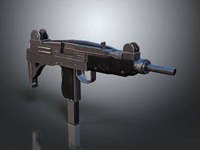 Modern Submachine Gun with Metallic Body Barrel Magazine and Tactical Grip Design 3d model