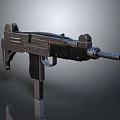 Modern Submachine Gun with Metallic Body Barrel Magazine and Tactical Grip Design