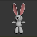 White Rabbit Doll With Long Pink Ears And Unique X Shaped Eye Design