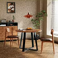 Retro Solid Wood Dining Chairs With Leather Padded Seat For Warm Cozy Home Dining Room