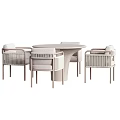 Modern Outdoor Table Set With Light Colored Woven Chairs For Patio Use 3d model