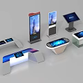 Modern Public Facility Self Service Kiosks With Interactive Touch Screen Displays 3d model