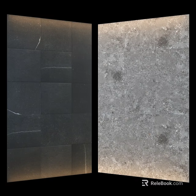 Dark And Light Gray Textured Wall Surfaces With Block Pattern And Stone Like Finish 3d model 