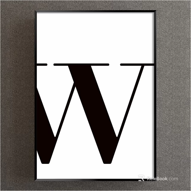 Minimalist Black Letter W Design On White Background With Dark Frames 3d model 