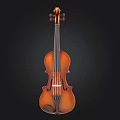 Classic Brown Wooden Violin With Glossy Finish And Strings On Black Background