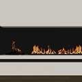 Modern White Linear Fireplace with Burning Flames in Stylish Interior Design 3d model