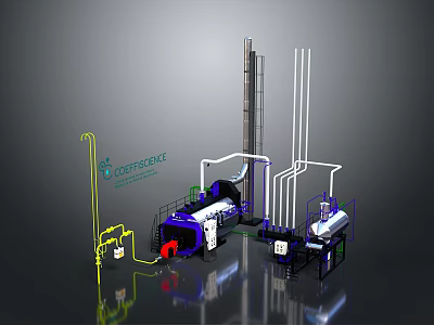 COETHERM Industrial Equipment Setup With Pipelines Tower Structures And Machine Components 3d model