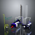 COETHERM Industrial Equipment Setup With Pipelines Tower Structures And Machine Components