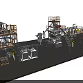 Industrial Equipment Processing Plant With Operational Platforms Piping And Safety Railings