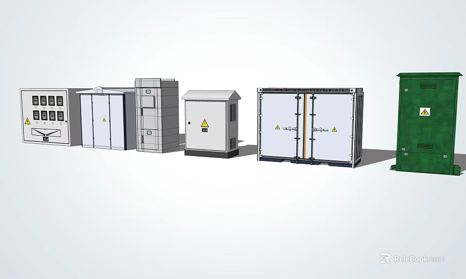 Industrial Equipment Featuring Control Cabinets Electrical Enclosures And Safety Warning Signs 3d model 