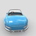 Vintage Blue Mercedes Convertible Roadster Car With Classic Retro Design