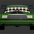 Green Race Car With Number 86 HBS Logo Rear Spoiler And Engine Hood Details