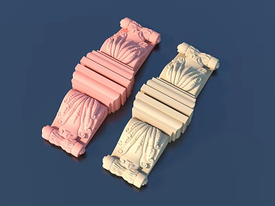 Ornate Pink And Beige Sculpture Carvings With Intricate Scroll Leaf Patterns 3d model