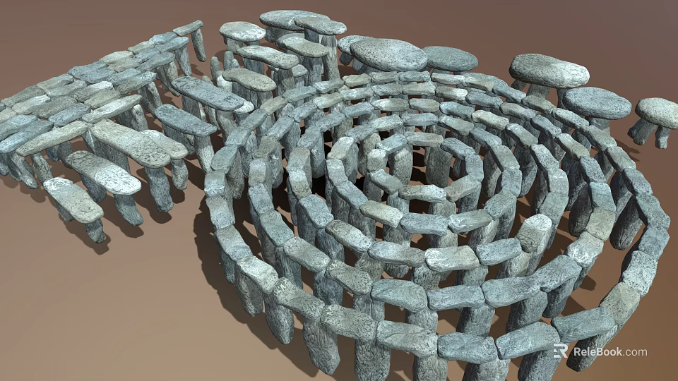 Spiral Stone Structure With Gray Natural Stones And Circular Arrangement Design 3d model 