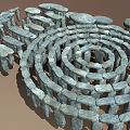 Spiral Stone Structure With Gray Natural Stones And Circular Arrangement Design
