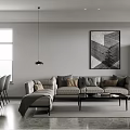 Modern Dining Living Room Interior With Dining Table Chairs Sofa And Floor To Ceiling Windows