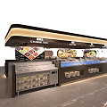 Modern Restaurant Dining Counter With Food Display And LED Lighting Design