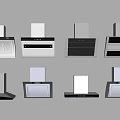 Modern Kitchen Appliances Featuring Various Range Hood Styles With Sleek Design 3d model