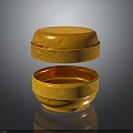 Open Golden Storage Box With Carved Patterns And Removable Lid