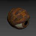 Giant Eyeball Shaped Fantasy Creature In Lush Forest With Lily Pads