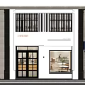 Modern Storefront Facade Design With Glass Doors Showcase Window Signboard Lighting And Plants