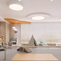Colorful Kindergarten Interior With Play Area Bookshelves And Educational Toys Decorations