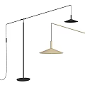Modern Contemporary Floor Lamp With Black Gold Metal Adjustable Arm Sleek Design