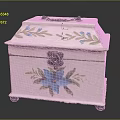 Decorative White Chest With Hand Painted Blue Flowers Green Leaves And Metal Lock