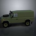 Light Green Military Cargo Van With Spare Tire And Transparent Windows