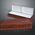 Wooden Casket With Open And Closed Design White Interior Lining Metal Hardware