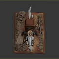 Cowboy Riding Horse Statue Scene With Dual Guns Rocks And Sand Base